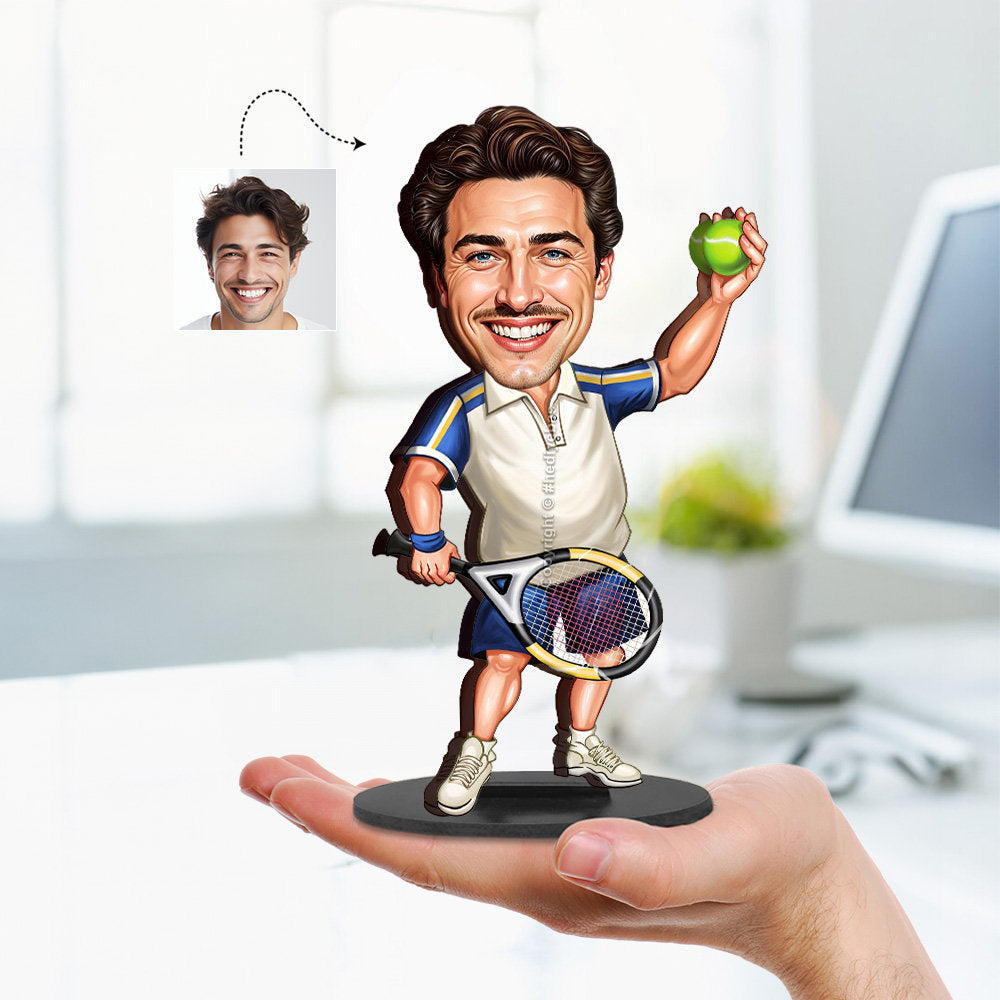 Personalized Tennis Player Gift β Custom Caricature Figurine from Your Photo
