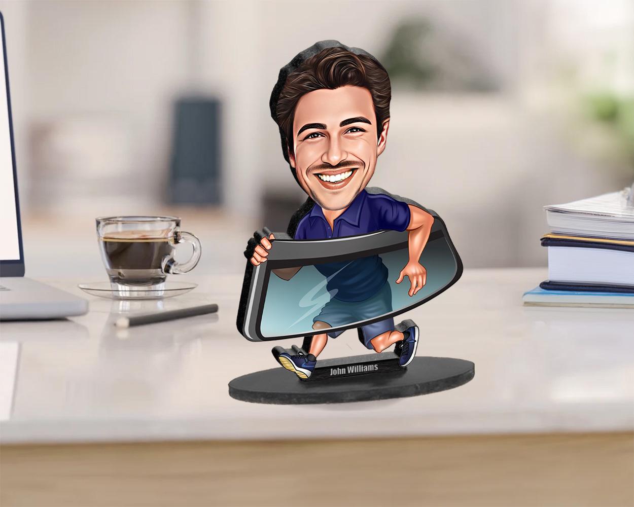 Personalized Glazier Figurine | Custom Auto Glass Installer Gift from Your Photo | Funny Window Fitter Caricature Figurine, Magnet, Keychain