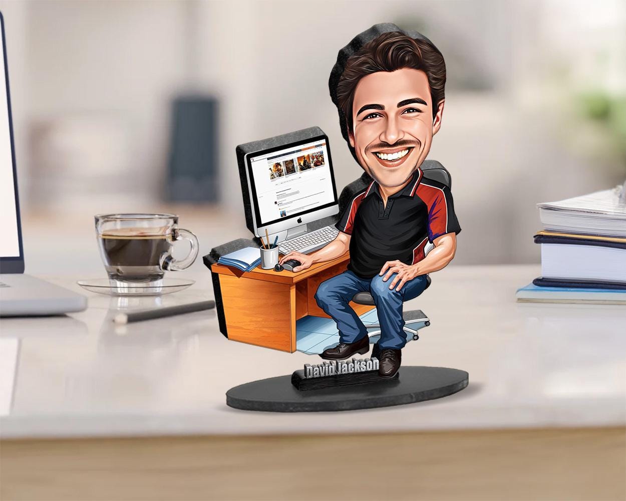 Computer Geek Gift | Custom Portrait as Cartoon Character | Computer Nerd Gift | Coder Gift | Computer Science Gifts | Graphic Designer Gift