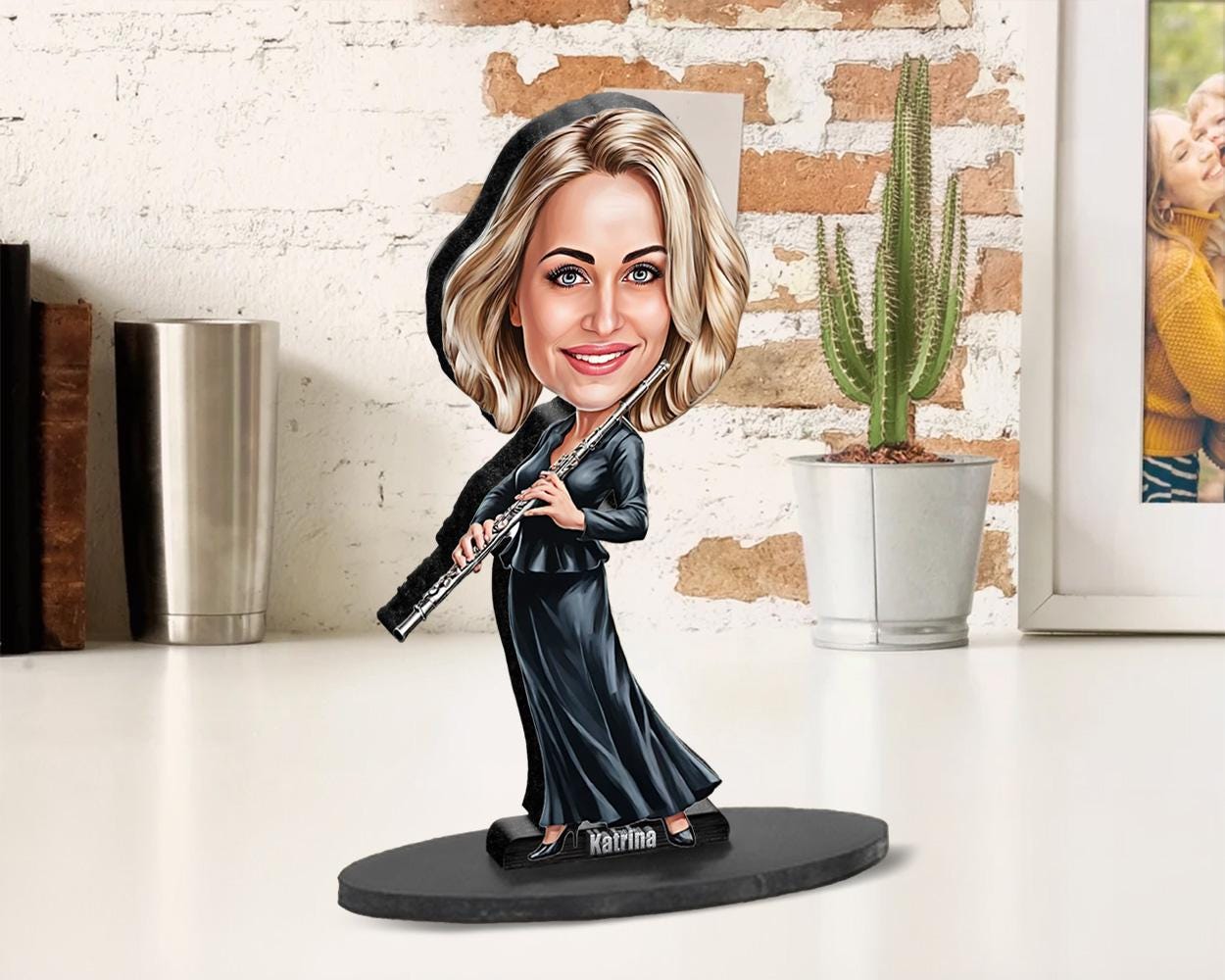 Personalized Flute Player Gift | Custom Flutist Teacher Figurine from Your Photo | Custom Figurine, Magnet, Keychain & Car Charm