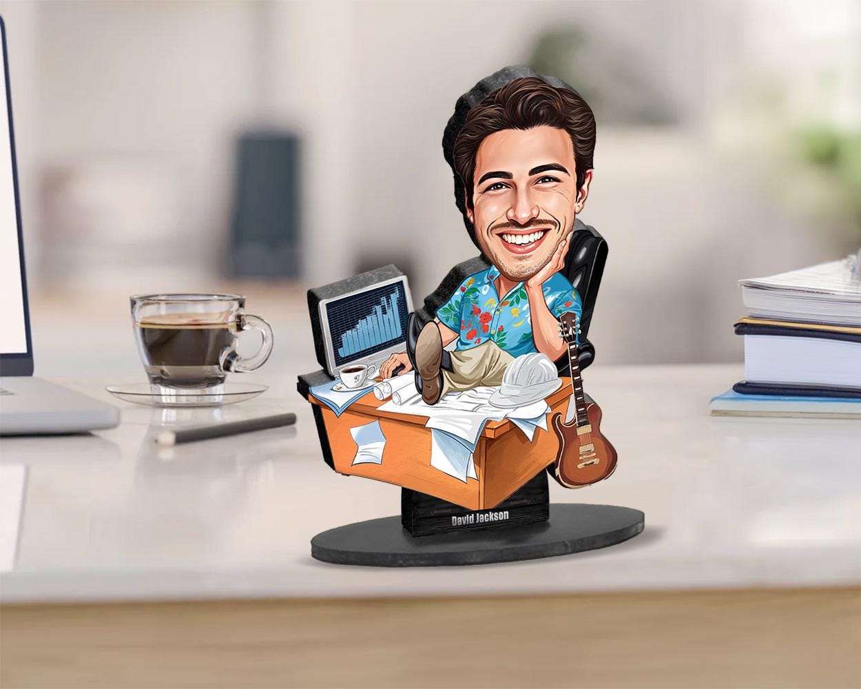 Custom Office Desk Figurine for Men β Funny Caricature Gift for Analyst, Engineer or Startup Worker β Personalized Portrait from Your Photo
