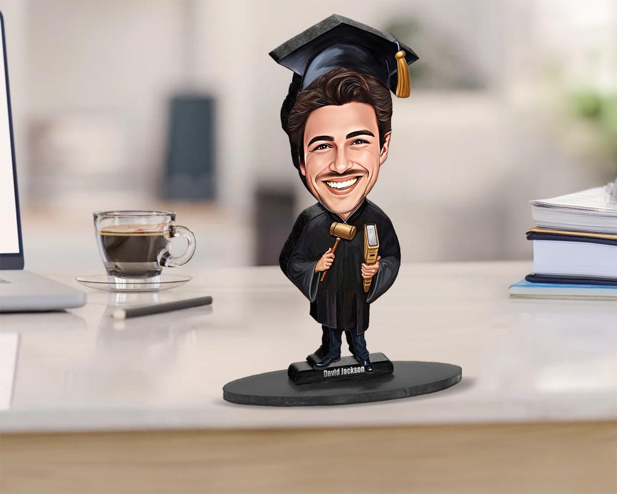 Personalized Law School Graduation Gift | Law School Graduate Caricature Portrait From Your Photo | 3D Wooden Figurine Trinket | LSG206