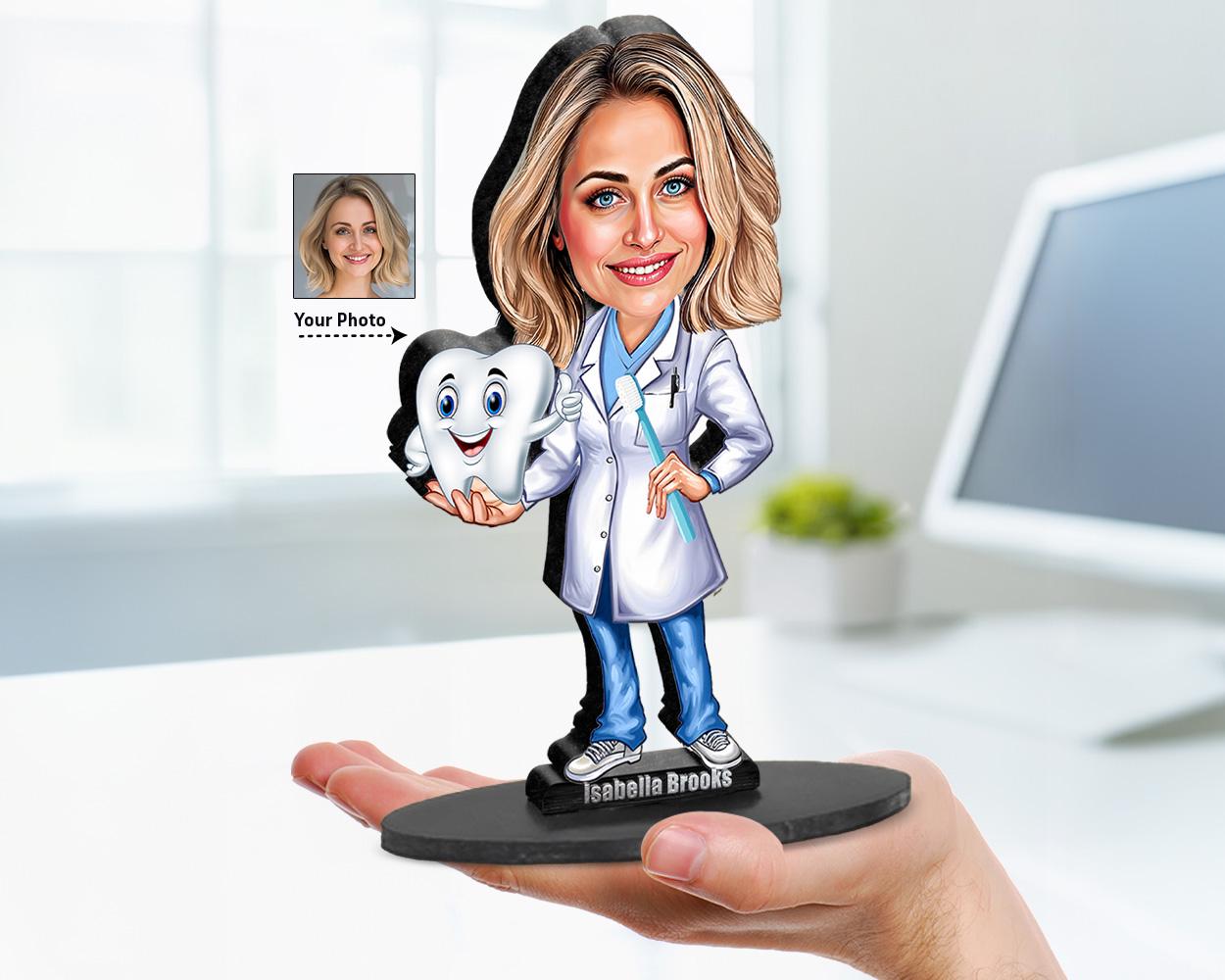 Dental Student Gift | Dentist Graduation | Custom Funny Assistant Caricature from Your Photo | Unique Gift with Your Photo & Name