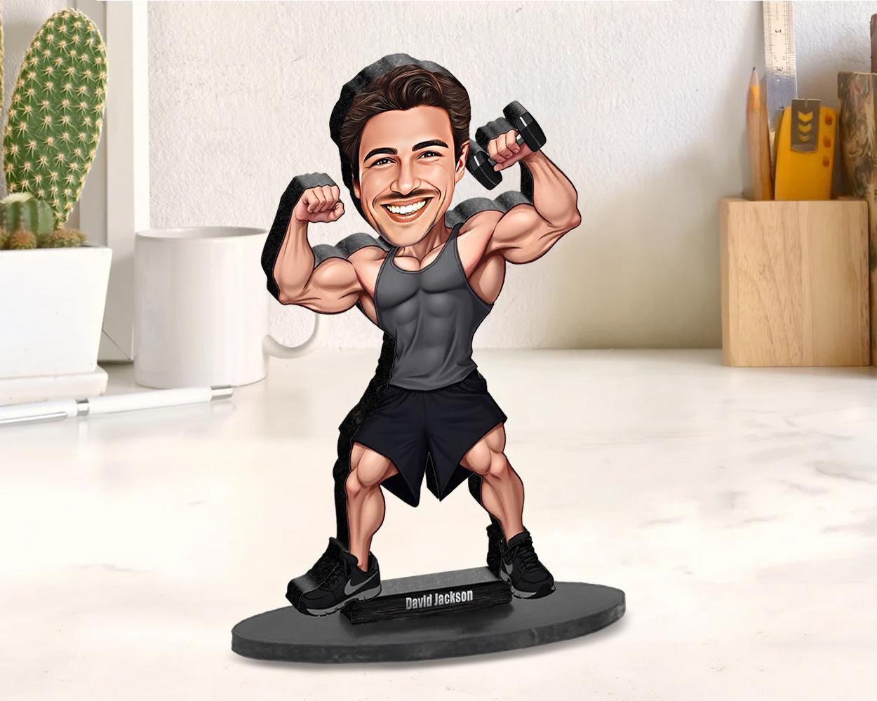 Custom Male Bodybuilder Figurine | Personalized Fitness Coach & Gym Gift from Your Photo | Figurine, Magnet, Keychain, Car Charm