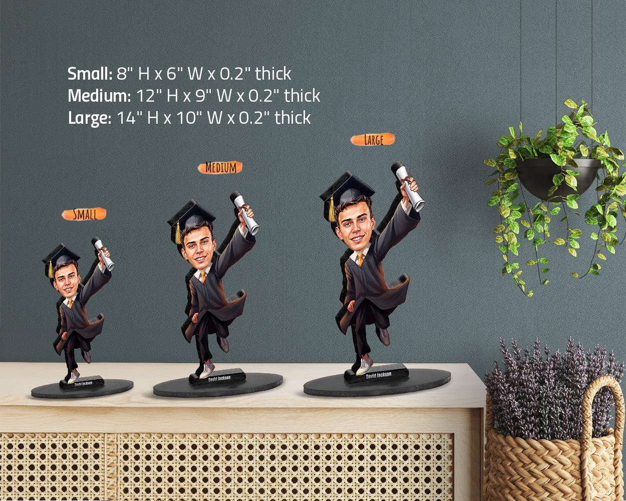 Personalized College Graduation Gift | Student Caricature Portrait From Your Photo | 3D Wooden Figurine Trinket | GRA250