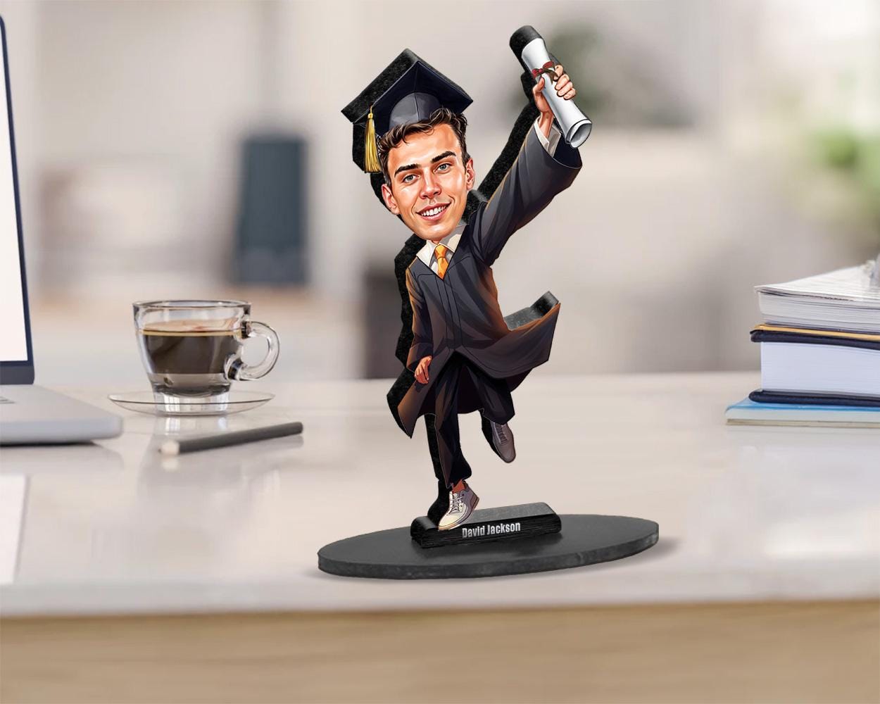 Personalized College Graduation Gift | Student Caricature Portrait From Your Photo | 3D Wooden Figurine Trinket | GRA250