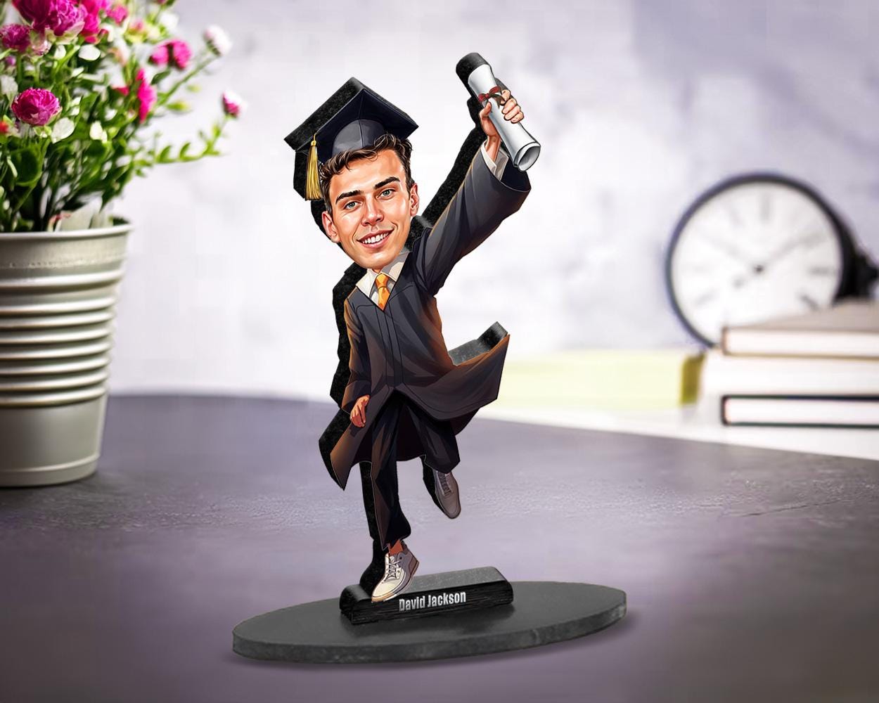 Personalized College Graduation Gift | Student Caricature Portrait From Your Photo | 3D Wooden Figurine Trinket | GRA250