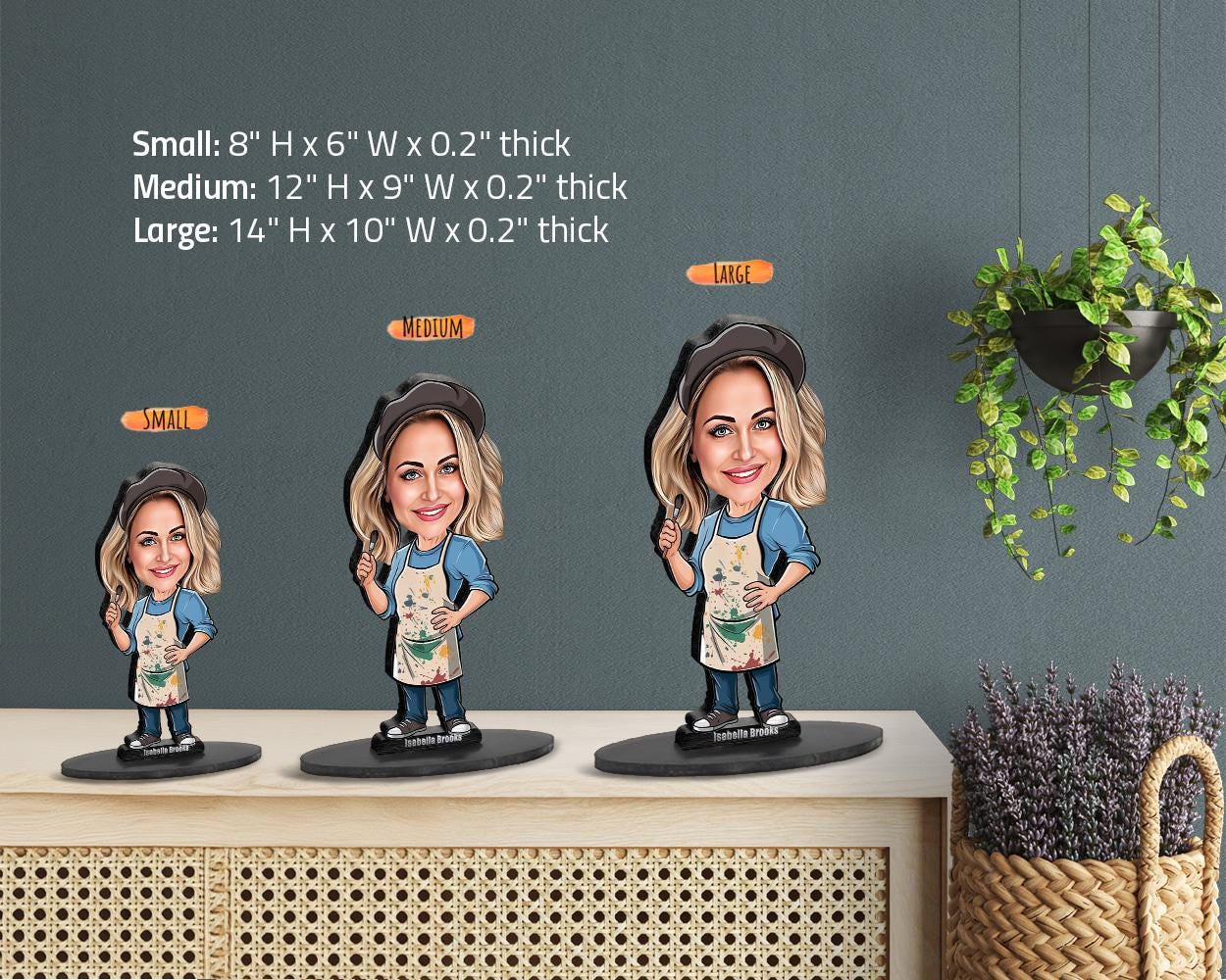 Custom Gift for Female Artist β Personalized Funny Figurine, Magnet, Keychain & Car Charm β Painter Portrait from Your Photo