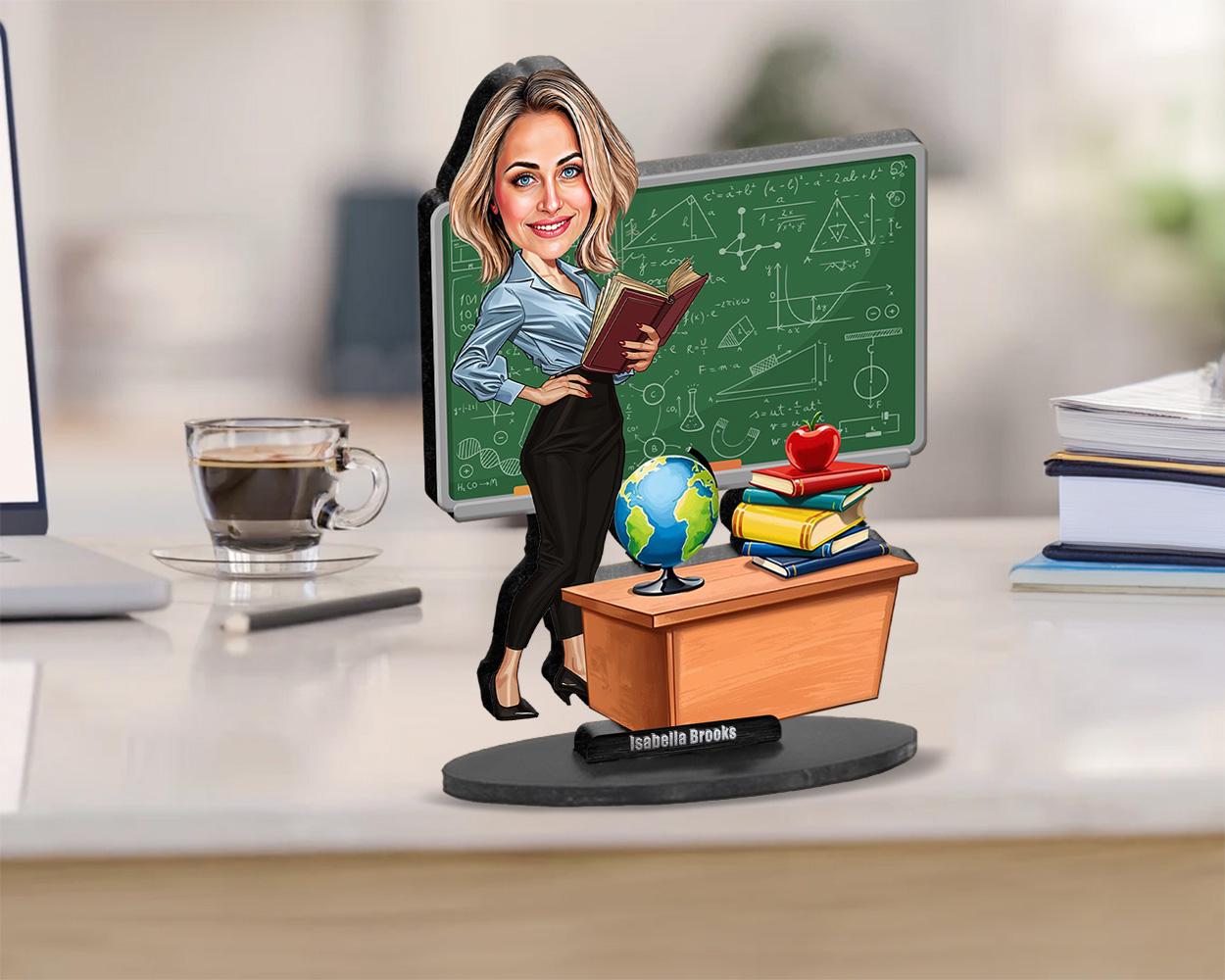 Custom Math and Science Teacher Gift โ Funny Figurine, Magnet, Keychain & Car Charm โ Personalized Classroom Portrait from Your Photo