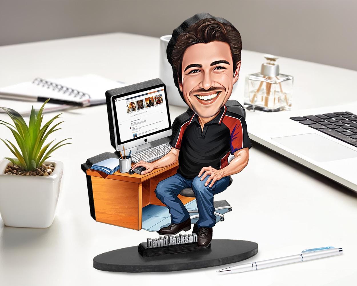 Computer Geek Gift | Custom Portrait as Cartoon Character | Computer Nerd Gift | Coder Gift | Computer Science Gifts | Graphic Designer Gift