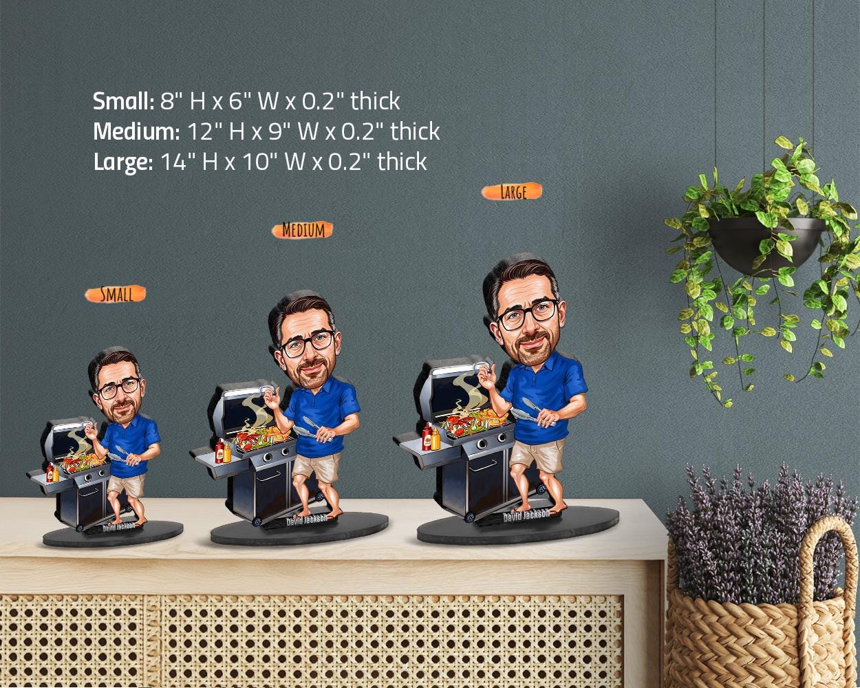 BBQ Master Gift | Father's Day Caricature & Keepsake | Custom Figurine, Magnet, Keychain, Car Charm