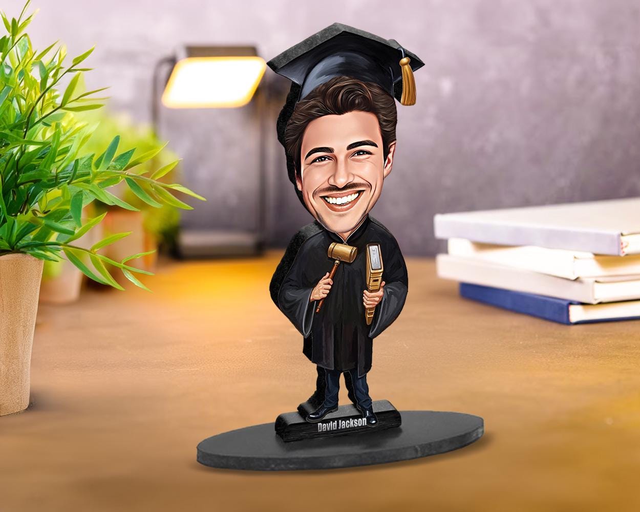 Personalized Law School Graduation Gift | Law School Graduate Caricature Portrait From Your Photo | 3D Wooden Figurine Trinket | LSG206
