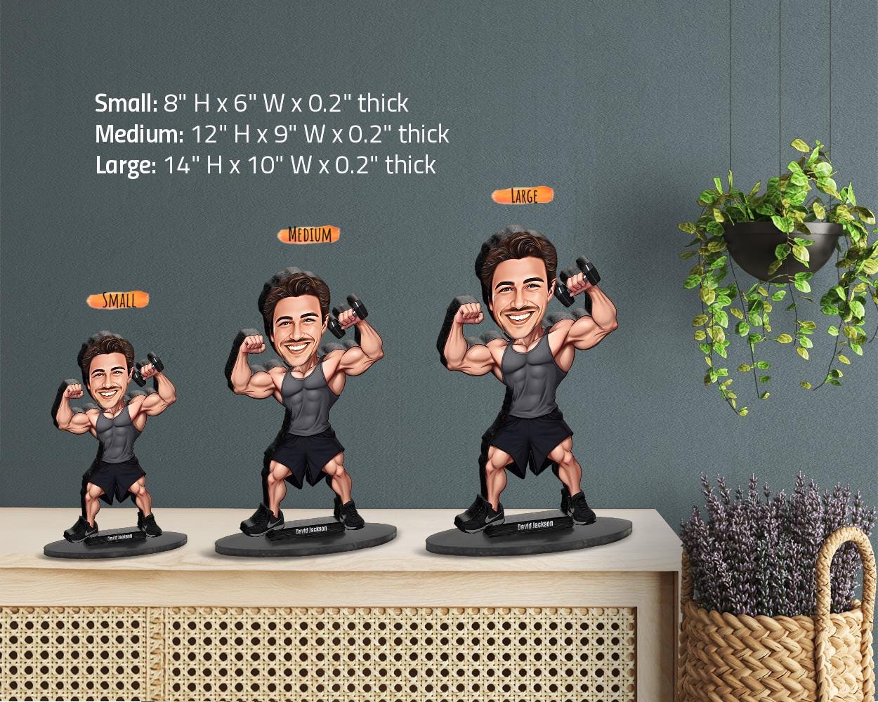 Custom Male Bodybuilder Figurine | Personalized Fitness Coach & Gym Gift from Your Photo | Figurine, Magnet, Keychain, Car Charm