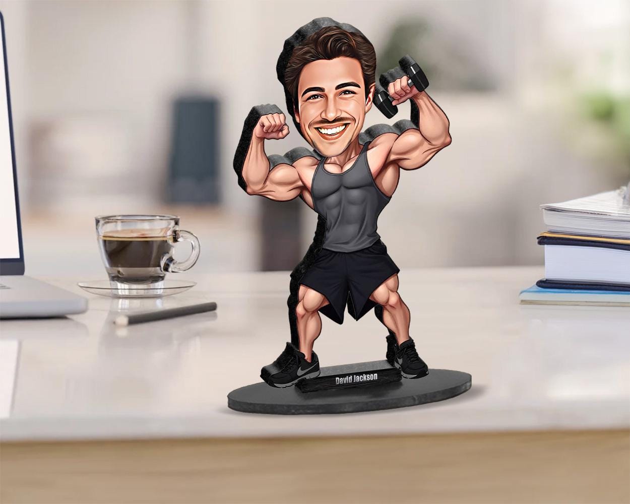Custom Male Bodybuilder Figurine | Personalized Fitness Coach & Gym Gift from Your Photo | Figurine, Magnet, Keychain, Car Charm