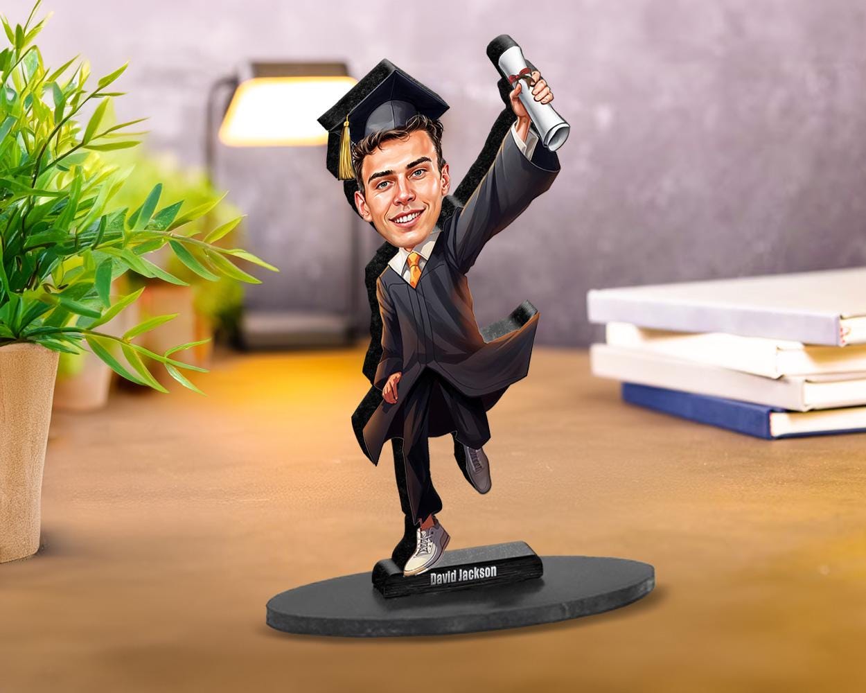 Personalized College Graduation Gift | Student Caricature Portrait From Your Photo | 3D Wooden Figurine Trinket | GRA250