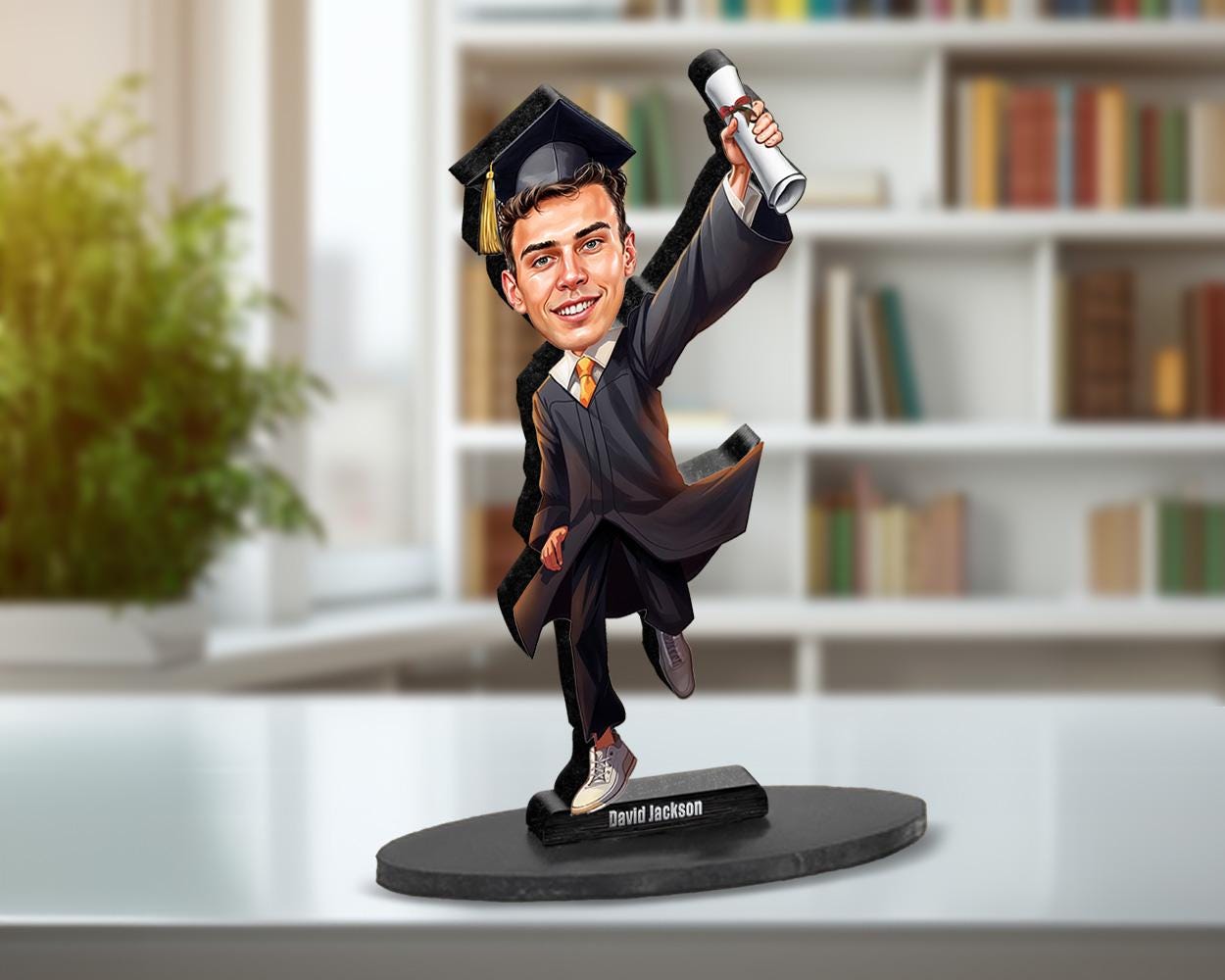 Personalized College Graduation Gift | Student Caricature Portrait From Your Photo | 3D Wooden Figurine Trinket | GRA250