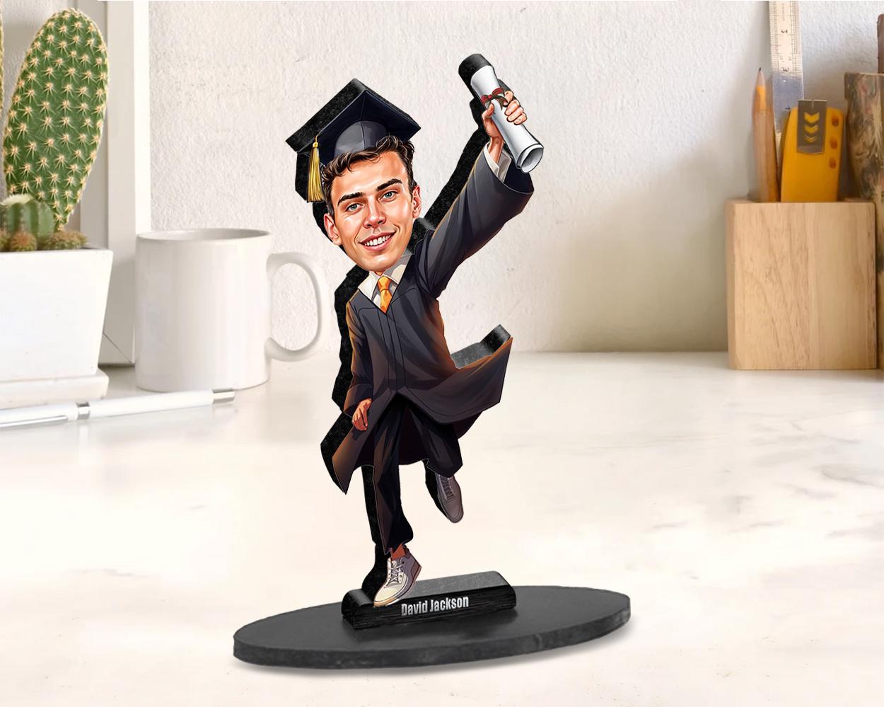 Personalized College Graduation Gift | Student Caricature Portrait From Your Photo | 3D Wooden Figurine Trinket | GRA250