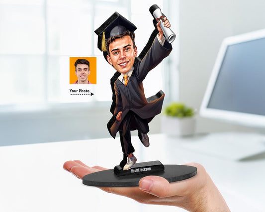 Personalized College Graduation Gift | Student Caricature Portrait From Your Photo | 3D Wooden Figurine Trinket | GRA250