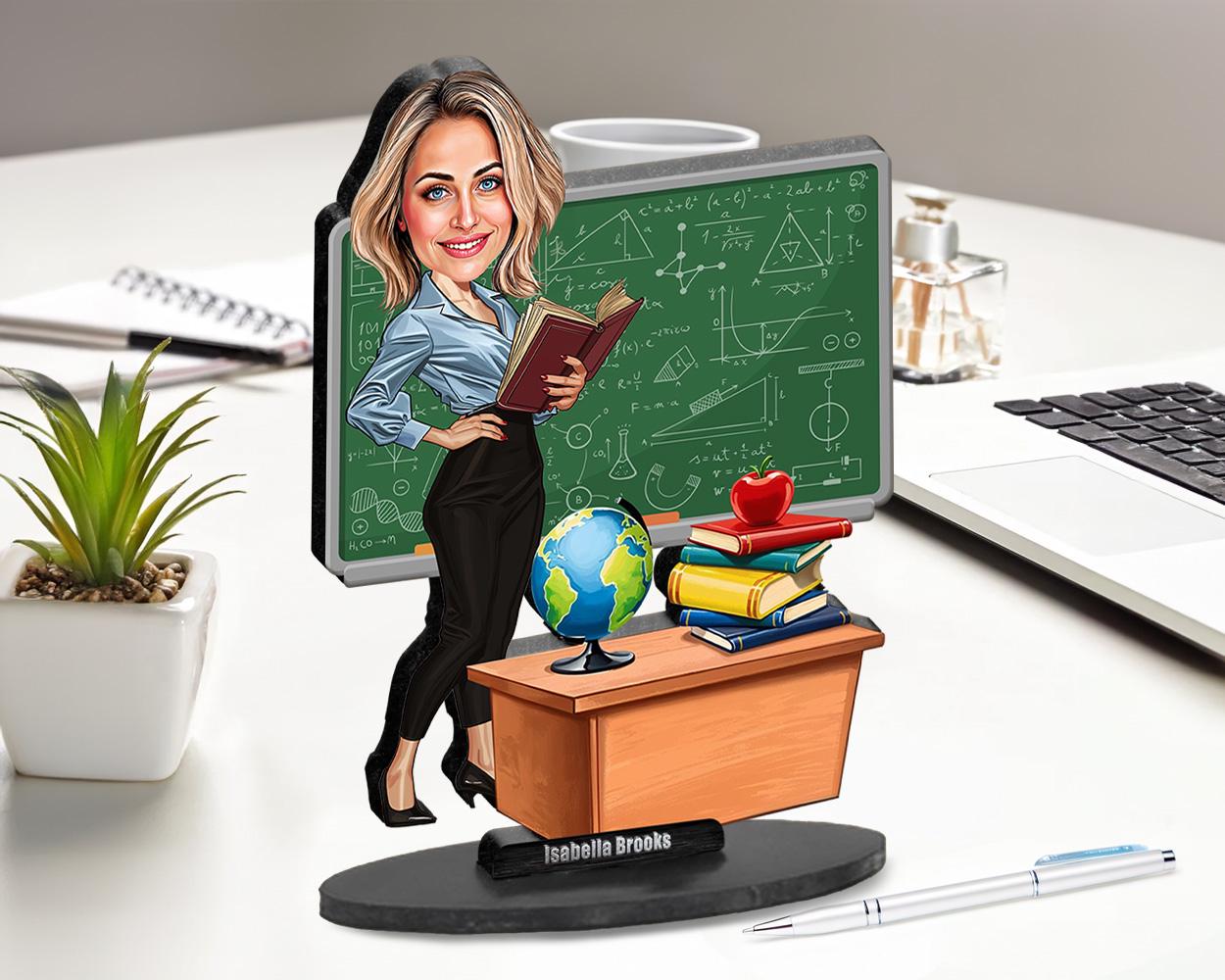 Custom Math and Science Teacher Gift โ Funny Figurine, Magnet, Keychain & Car Charm โ Personalized Classroom Portrait from Your Photo