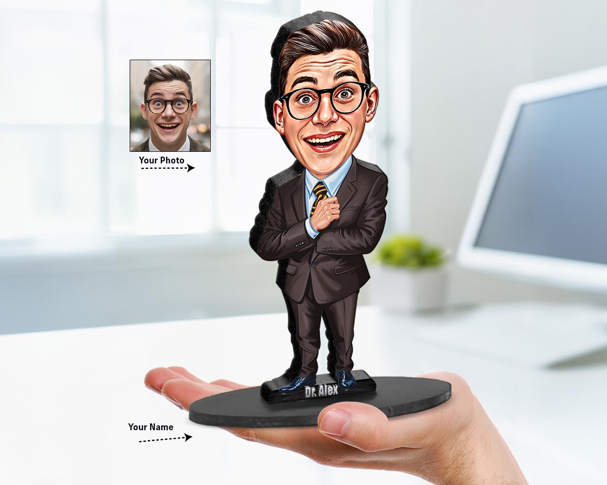 Businessman Figurine | Custom Corporate Gift from Your Photo | Personalized Figurine, Magnet, Keychain & Car Charm