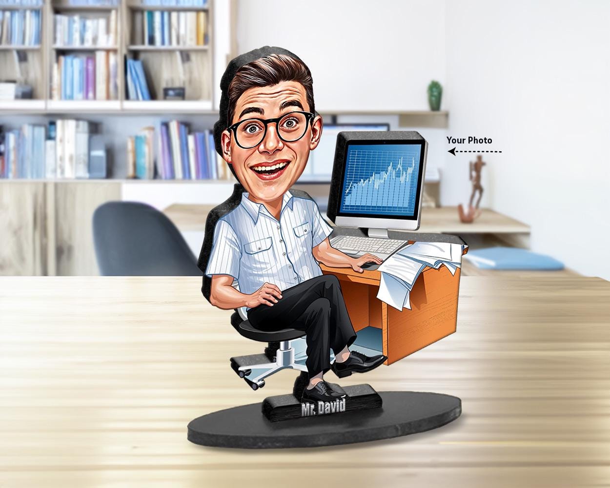Data Analyst Gift | Office Desk Figurine β Personalized Funny Caricature from Photo β Custom Magnet, Keychain & Car Charm