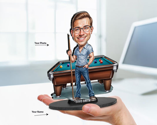 Personalized Pool Player Gifts | billiards Player Caricature Portrait From Your Photo | Funny Gift Sets with Your Photo & Name | BL2127