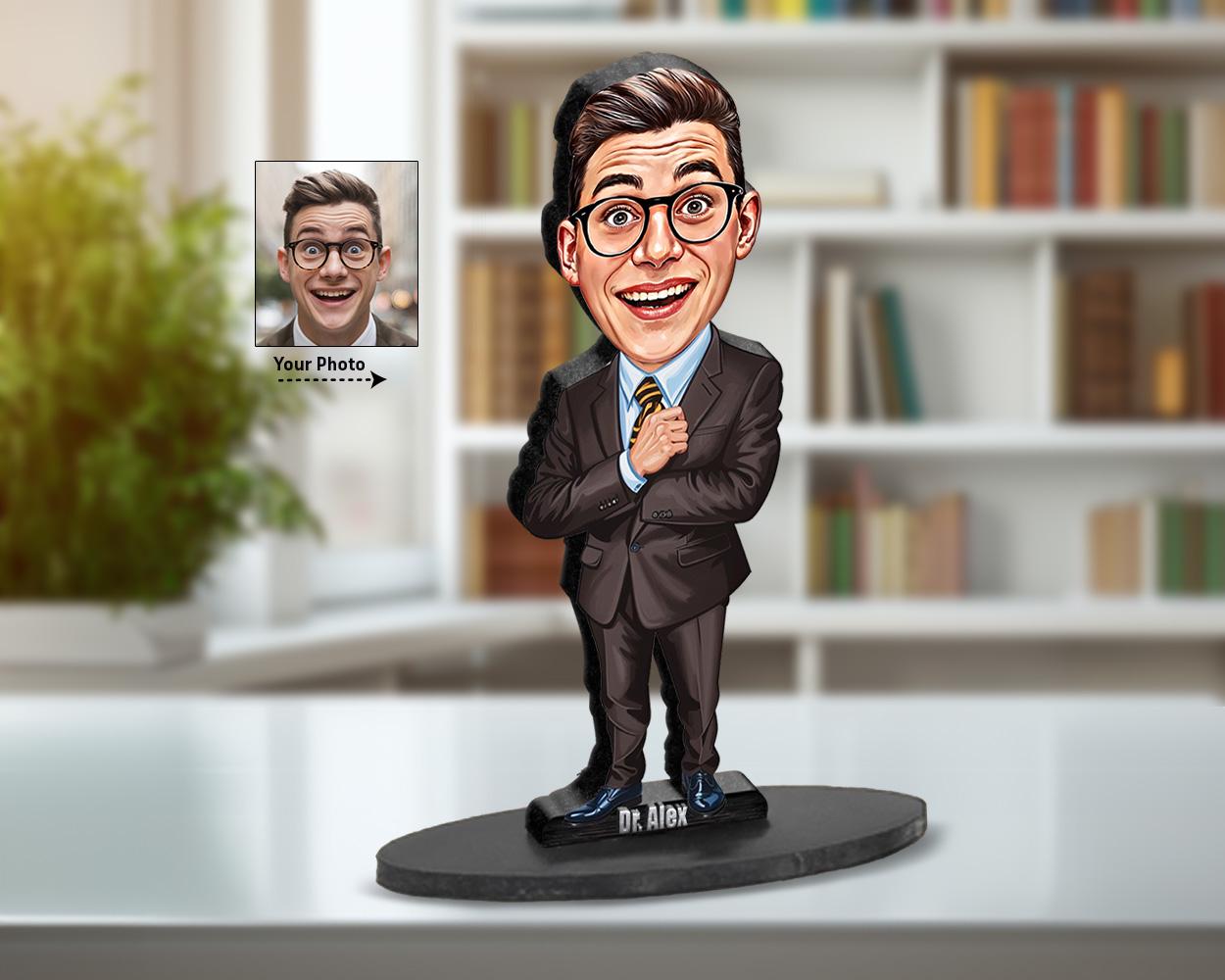 Businessman Figurine | Custom Corporate Gift from Your Photo | Personalized Figurine, Magnet, Keychain & Car Charm