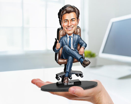 Lawyer Gift | Gifts for Attorneys | Caricature Portrait From Your Photo | Personalized Wooden Cartooned Figurine Trinket