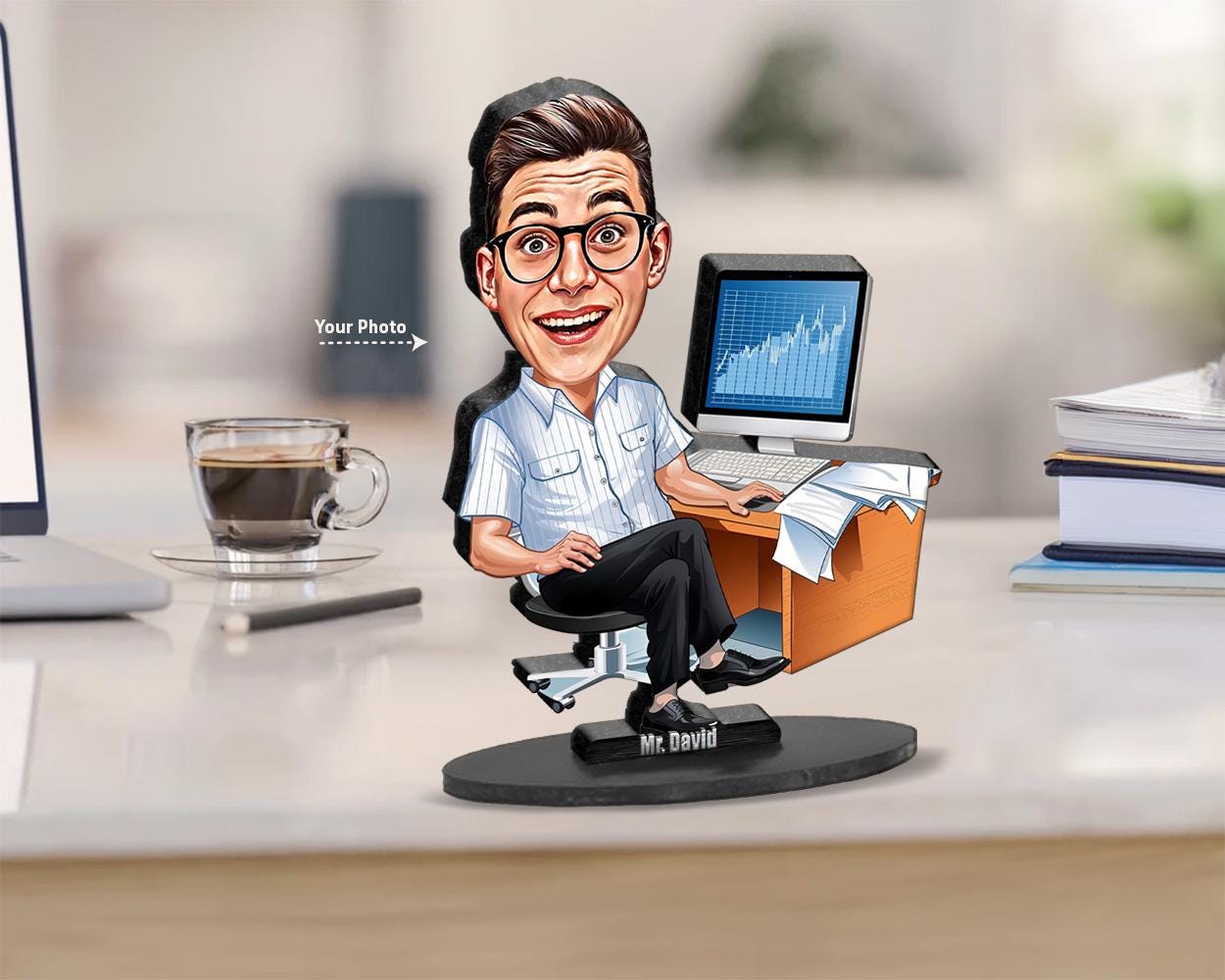 Data Analyst Gift | Office Desk Figurine β Personalized Funny Caricature from Photo β Custom Magnet, Keychain & Car Charm