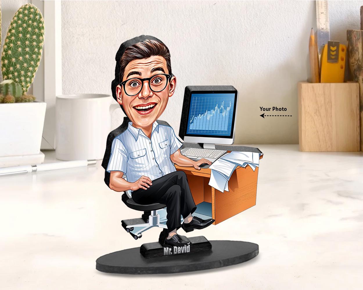 Data Analyst Gift | Office Desk Figurine β Personalized Funny Caricature from Photo β Custom Magnet, Keychain & Car Charm