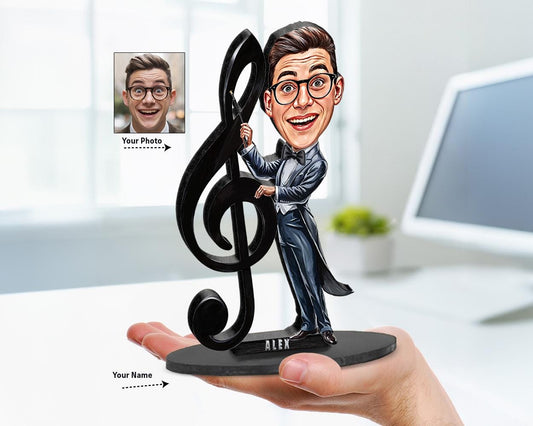 Personalized Band Director Gifts | Choir Teacher Caricature Portrait From Your Photo | Funny Gift Sets with Your Photo & Name | BA135