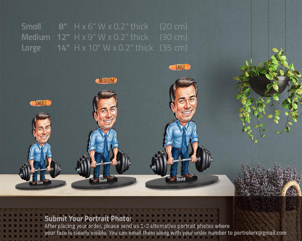 Office Worker Gift | Strong Boss Figurine β Funny Personalized Caricature with Barbell β Custom Magnet, Keychain & Car Charm