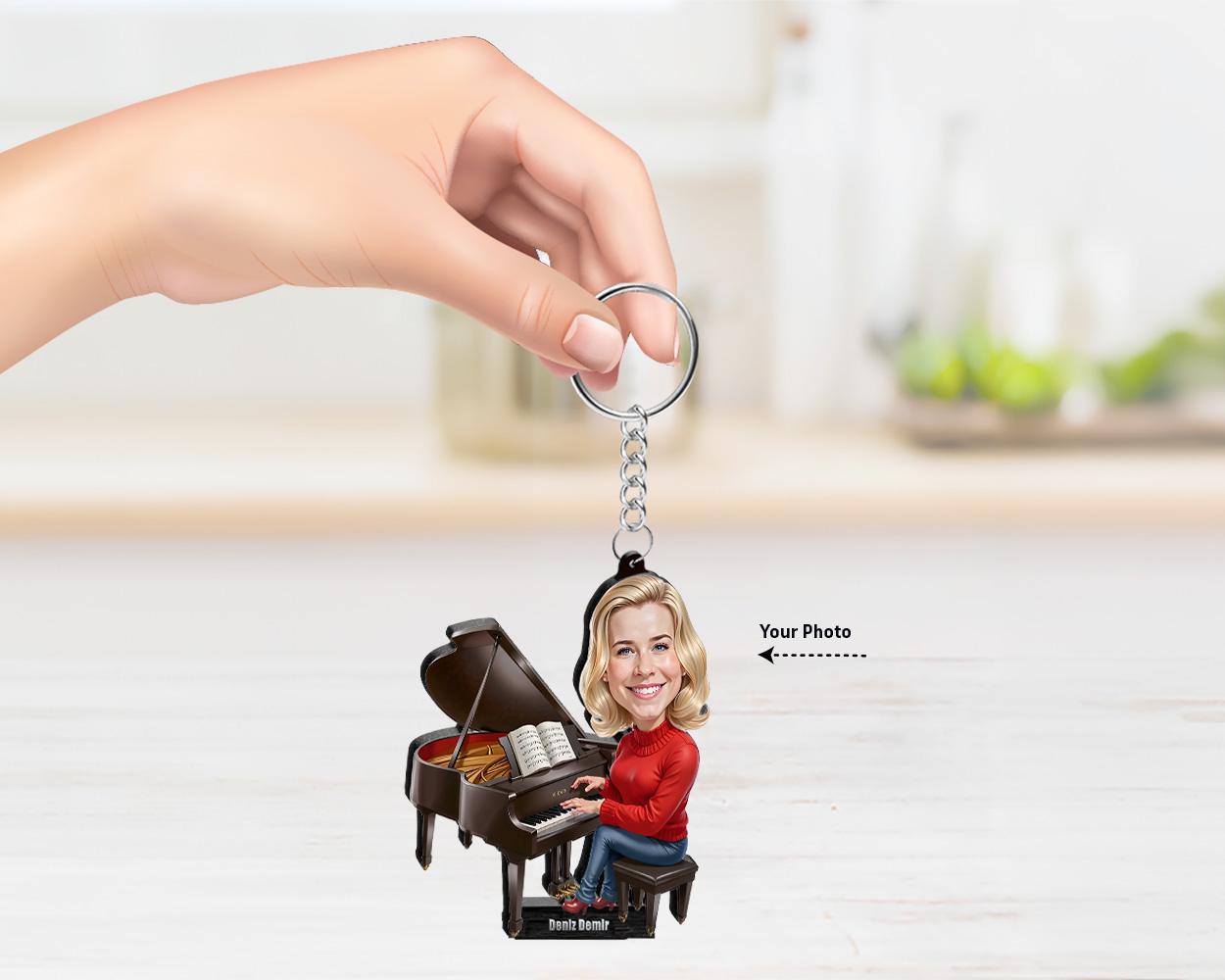 Personalized Pianist Gift | Piano Teacher Caricature Portrait From Your Photo | Funny Gift Sets with Your Photo & Name | PY0137