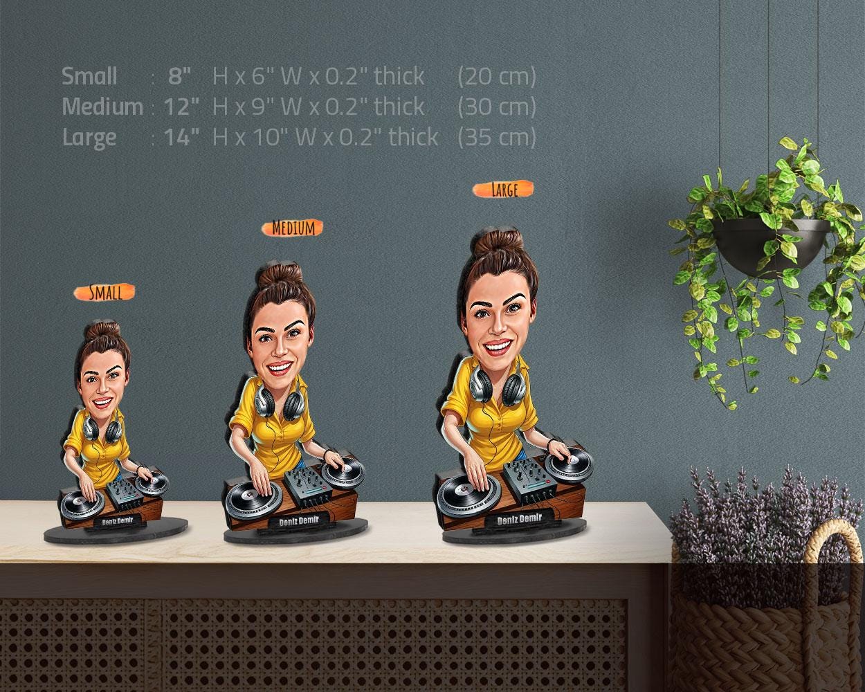 Personalized Female DJ Gift, Custom Caricature Figurine, Magnet, Keychain, Car Charm, DJ Booth Gift for Birthday, Graduation or Music Lovers