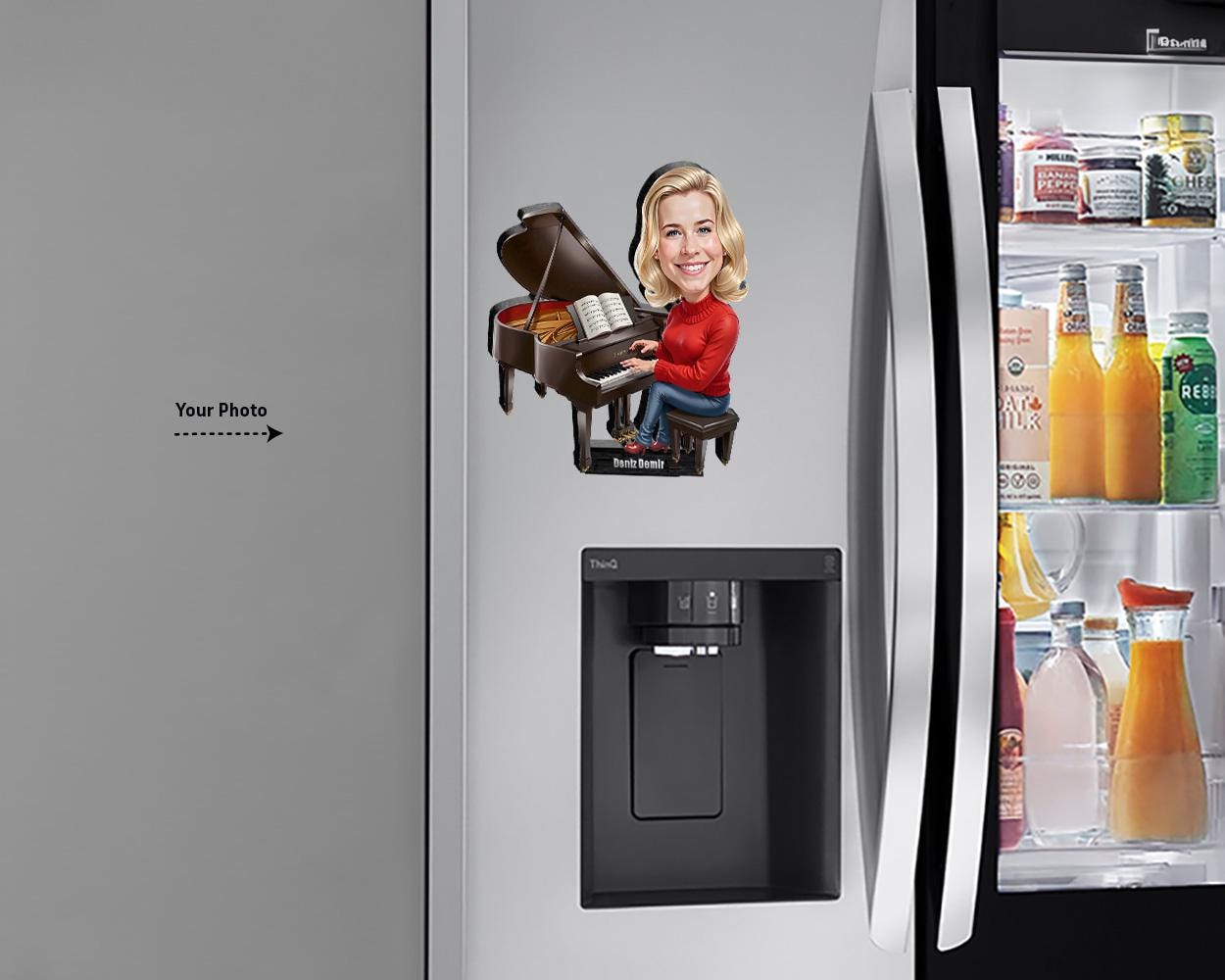 Personalized Pianist Gift | Piano Teacher Caricature Portrait From Your Photo | Funny Gift Sets with Your Photo & Name | PY0137