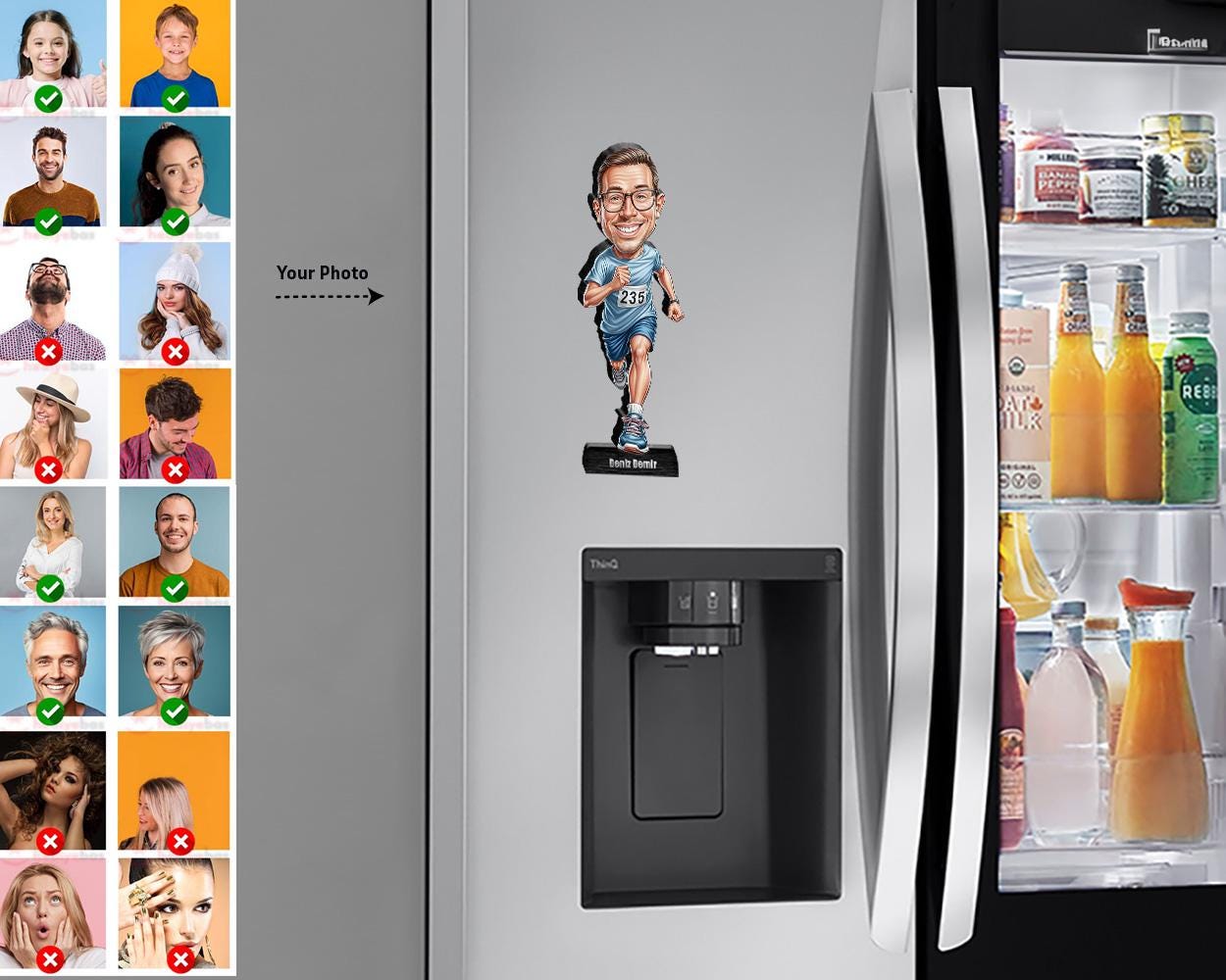 Personalized Male Marathon Runner Gift | Running Caricature Portrait From Your Photo | Funny Gift Sets with Your Photo & Name | R16141709