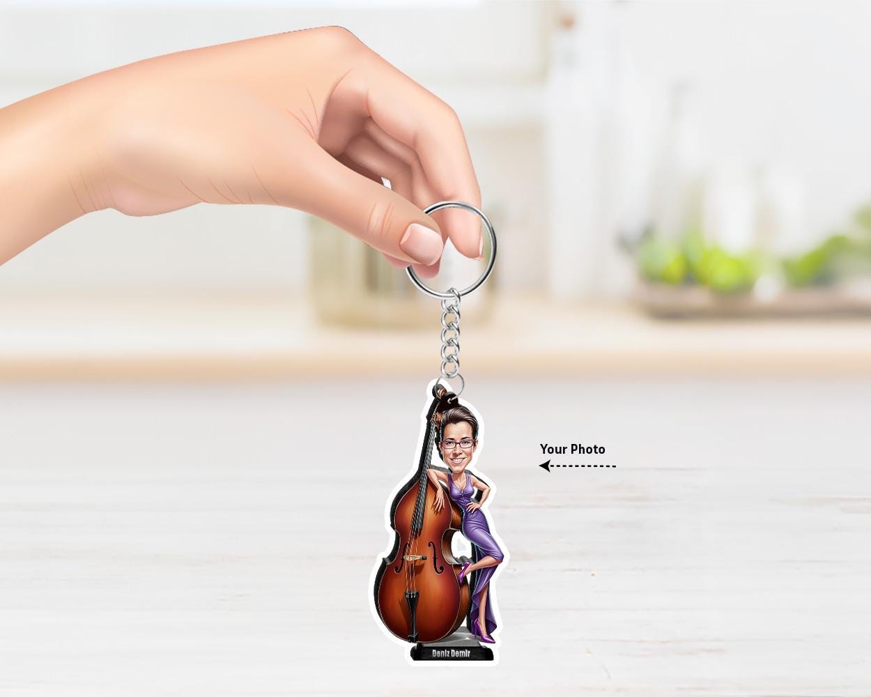 Upright Bass Figurine | Custom Double Bass Player Gift from Your Photo | Personalized Figurine, Magnet, Keychain & Car Charm