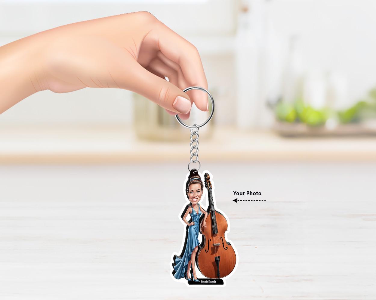 Double Bass Player Figurine | Custom Bassist Gift from Your Photo | Personalized Figurine, Magnet, Keychain & Car Charm