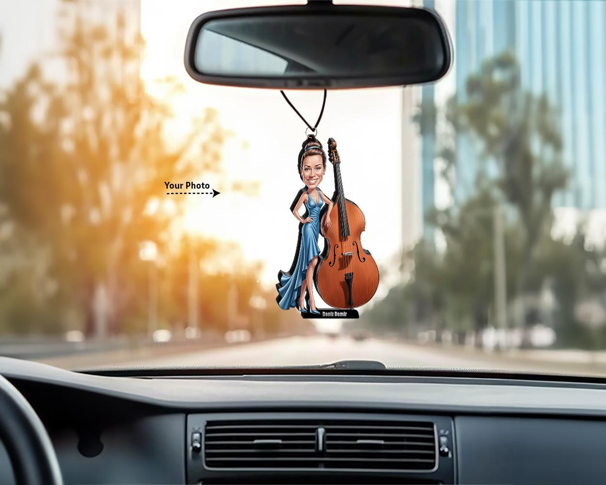 Double Bass Player Figurine | Custom Bassist Gift from Your Photo | Personalized Figurine, Magnet, Keychain & Car Charm