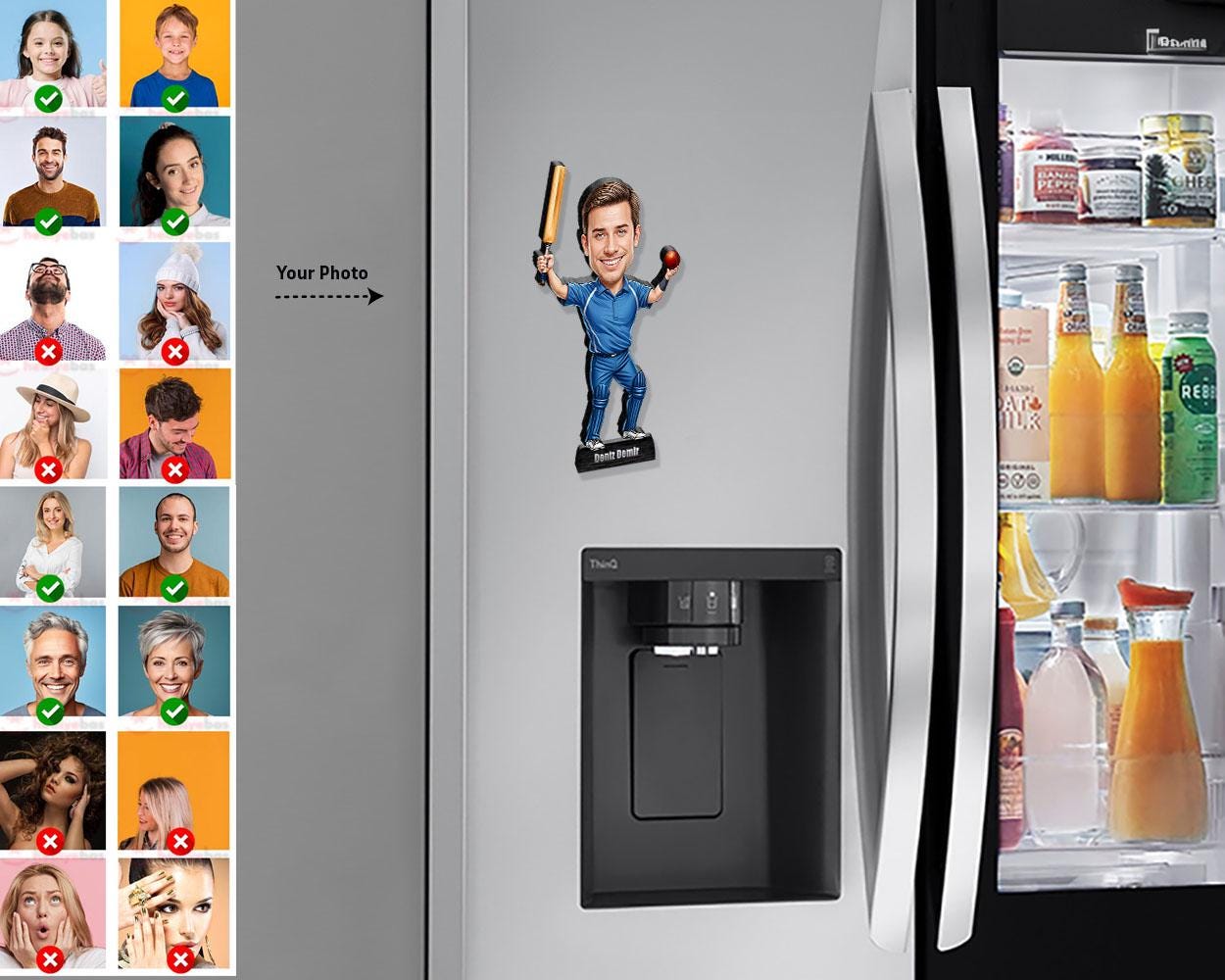 Personalized Cricket Player Gift for Men | Custom Cricket Coach Caricature Portrait from Your Photo | Funny Gift Sets with Name & Photo