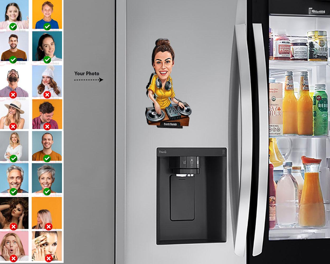 Personalized Female DJ Gift, Custom Caricature Figurine, Magnet, Keychain, Car Charm, DJ Booth Gift for Birthday, Graduation or Music Lovers