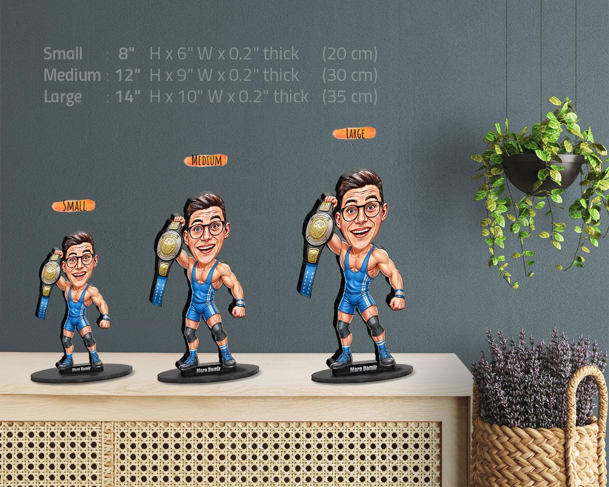 Personalized Wrestler Gift | Custom Funny Wrestling Coach Caricature Portrait From Your Photo | Unique Gift Ideas with Your Photo & Name