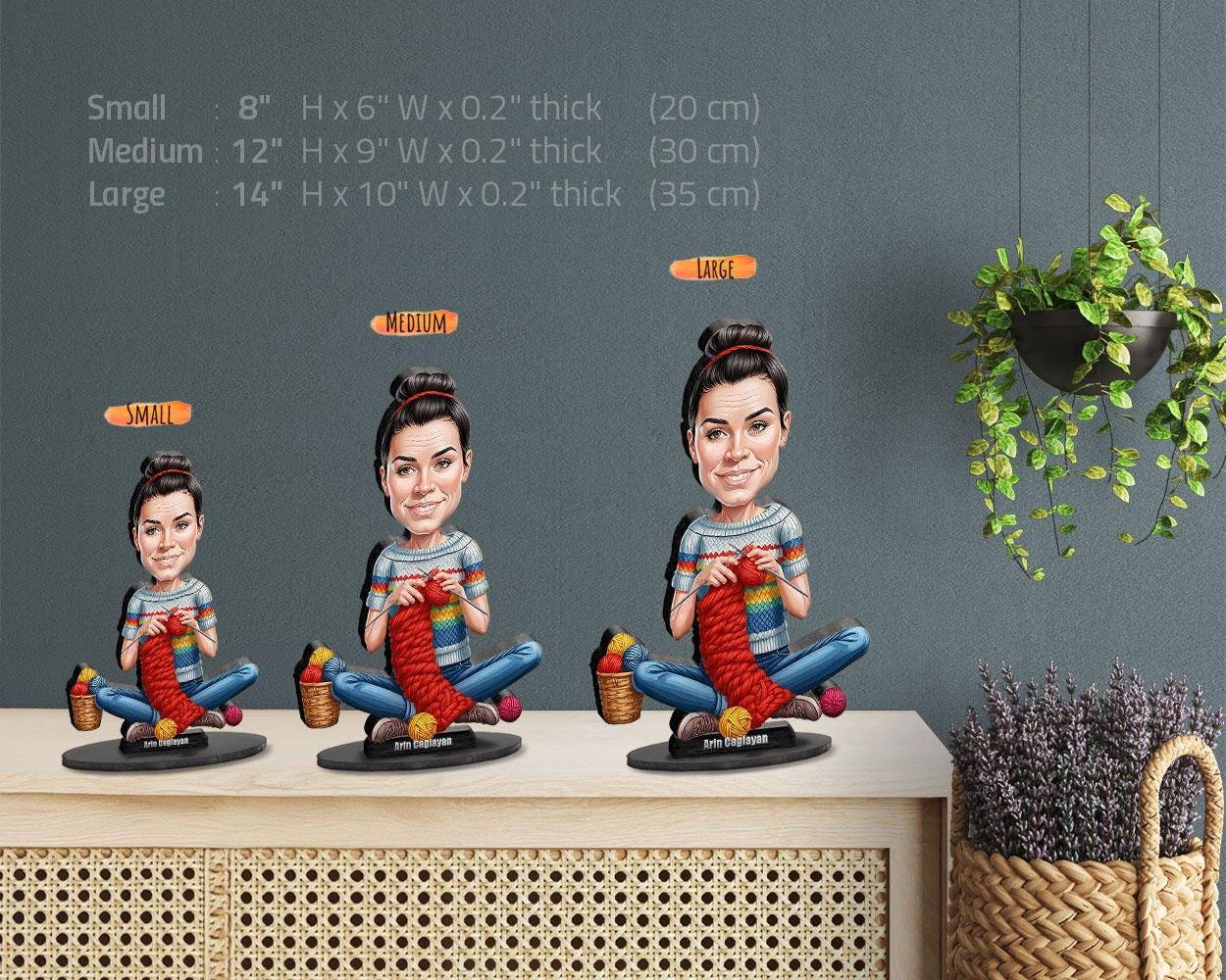 Custom Knitting Woman Gift β Personalized Funny Figurine, Magnet, Keychain & Car Charm β Unique Portrait from Your Photo