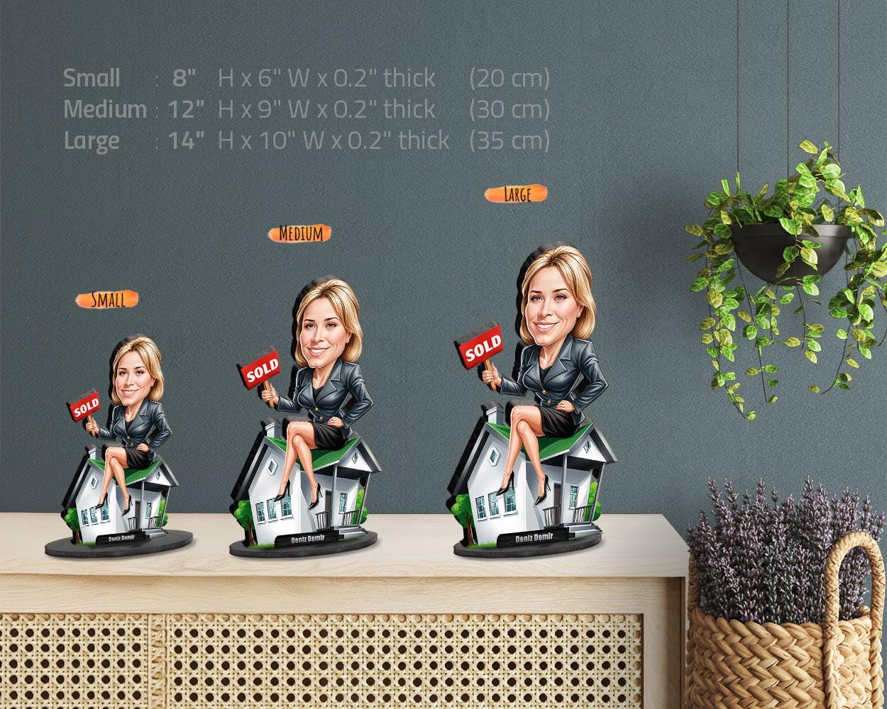 Funny Realtor Gift for Women or Men β Custom Real Estate Agent Figurine, Magnet, Keychain & Car Charm β Personalized from Photo