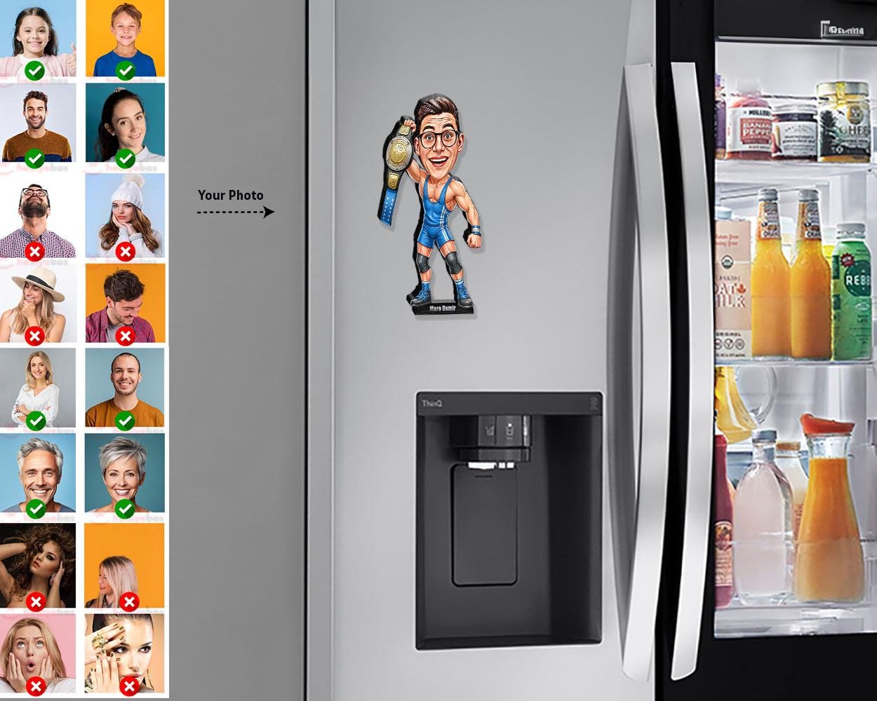 Personalized Wrestler Gift | Custom Funny Wrestling Coach Caricature Portrait From Your Photo | Unique Gift Ideas with Your Photo & Name