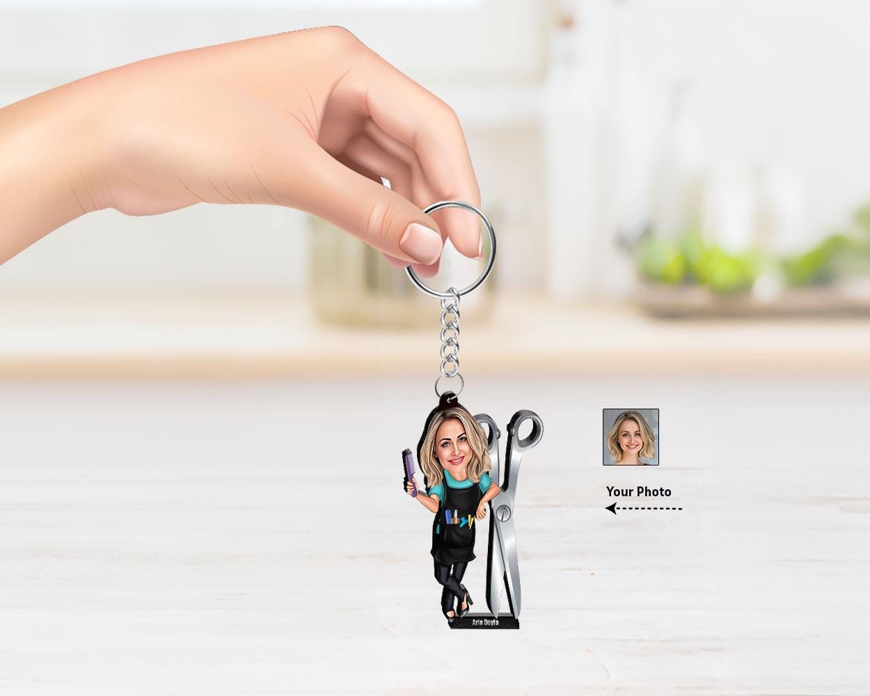 Hair Stylist Gift | Custom Barber | Hairdresser Gift | Caricature Portrait From Your Photo | Personalized Wooden Cartooned Figurine Trinket