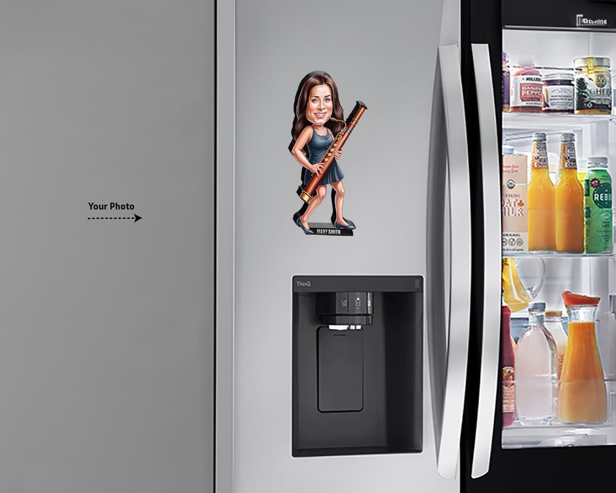 Personalized Bassoon Player Gift | Custom Fagott Figurine from Your Photo | Funny Musician Caricature – Magnet, Keychain, Car Charm