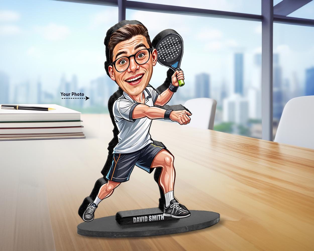 Personalized Paddle Player Gifts | Paddle Caricature Portrait From Your Photo | Funny Gift Sets with Your Photo & Name | PA0202