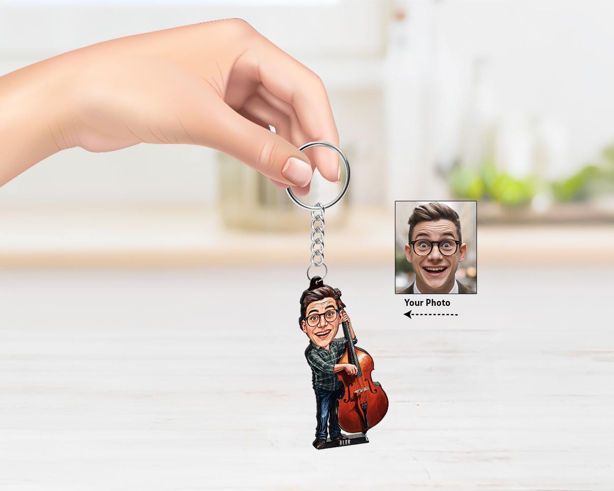 Personalized Double Bass Player Gifts | Cello Player Caricature Portrait From Your Photo | Funny Gift Sets with Your Photo & Name | DW235