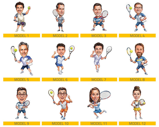 Personalized Tennis Player Gift – Custom Caricature Figurine from Your Photo